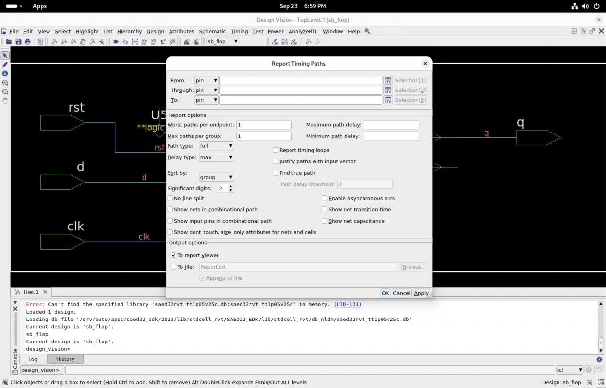 The timing dialog used to select the initial report.